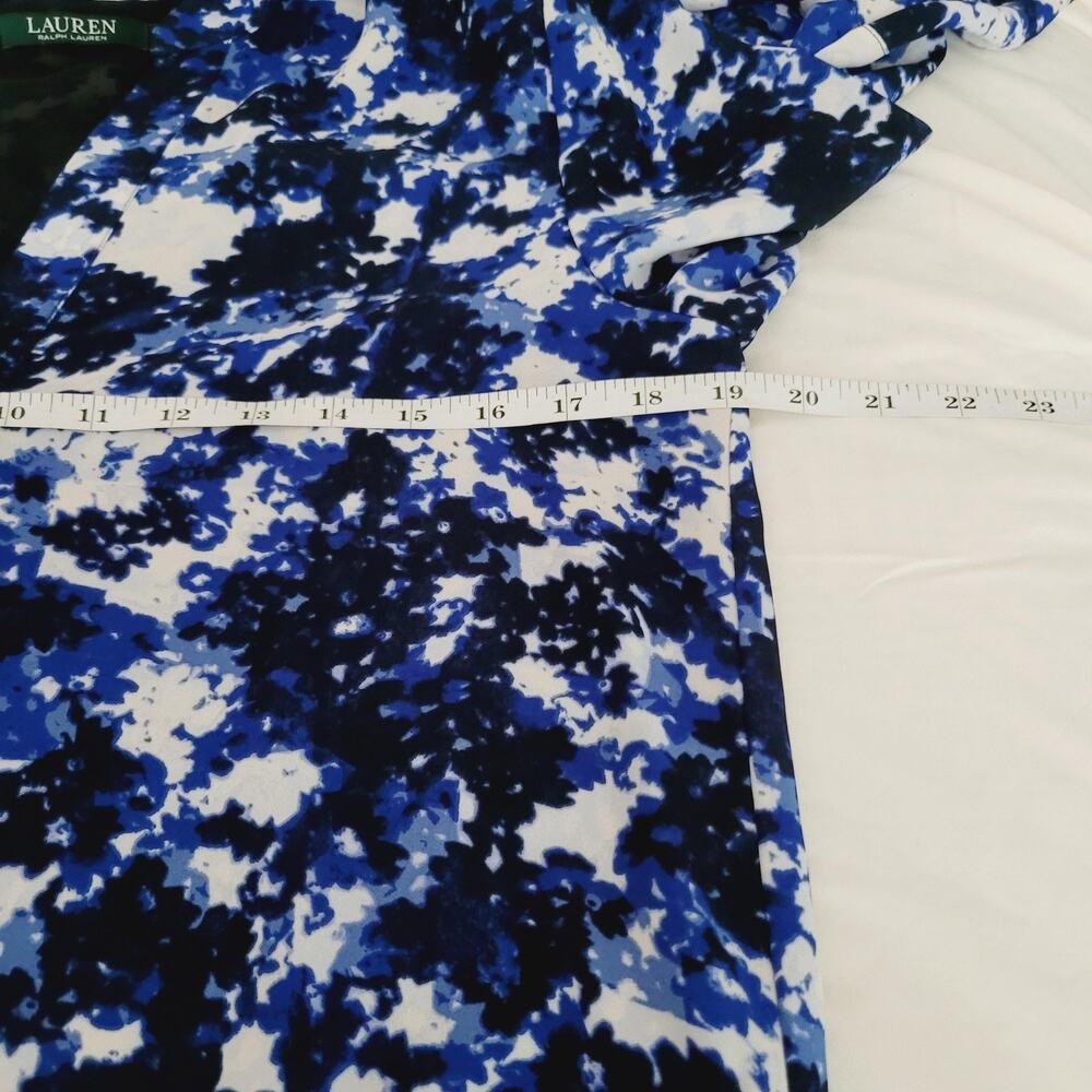 Lauren Ralph Lauren Dress Womens 8 Floral Drawstring Belted Lined Stretch - Picture 11 of 14